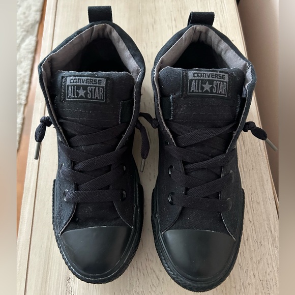 Converse size 4 street mid sneakers all black thick tongue low skater - Picture 2 of 9